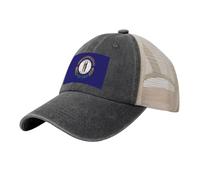 Gorra de camionero de verano con estampado de bandera del estado de Kentucky con cierre ajustable y parte trasera de malla para mujeres y hombres, viajes, senderismo, pesca, NEGRO, talla nica