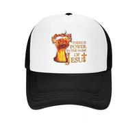 Gorra de Camionero Personalizada Power In The Name of Jesus Gorra de béisbol Ajustable para Adultos con fe Cristiana para Hombres y Mujeres Protección Solar Gorra de Camionero