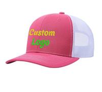 Gorra de camionero Richardson 112 bordada personalizada con tu logotipo de texto personalizado tu propia gorra de malla de camionero, color rosa y blanco, S-4XL