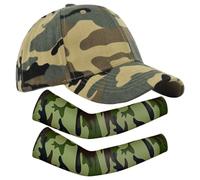 Gorra De Camuflaje Con Visera, Par De Mangas De Protección Solar, Béisbol para Niños, Ajustable, Al Aire Libre, Informal De Verano