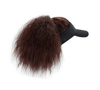 Gorra de color rojo vino con extensiones de pelo, peluca de pelo sintético, gorra de béisbol con pelo fijo, rizado, parte de pelo ondulado ajustable con gorra de béisbol, peluca para mujer, color rojo