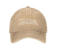 Gorra de Deportes, Lo Siento, llego Tarde. No quería Dejar a mi Perro. Gorras Hip Hop Casual, Deportivo Sombrero Ocio para Hombre Pesca Running