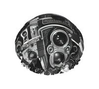 Gorra de ducha con estampado retro Cool Camera Collection para mujer, ligera, reutilizable, suave, impermeable, a prueba de fugas.