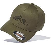 Gorra de exterior para hombre Flexfit con visera: Mountain Peaks - Gorra de base para hombre y mujer - Equipo de escalada Accesorios de senderismo, verde oliva, M