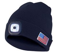 Gorra de Faro Unisex de 4 LED, Gorro de Invierno cálido con Manos Libres Gorro de Sombrero Iluminado con 3 Niveles de Brillo para Caminar de Noche, Acampar, pasear Perros, Andar en Bicicleta