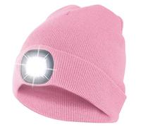 Gorra de Faro Unisex de 4 LED, Gorro de Invierno cálido con Manos Libres Gorro de Sombrero Iluminado con 3 Niveles de Brillo para Caminar de Noche, Acampar, pasear Perros, Andar en Bicicleta
