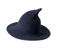 Gorra de ganchillo de bruja de ala grande, cálida, plegable, para mujer, disfraz de verano, gorras de béisbol, sombrero de carnero para mujer, azul, Talla única