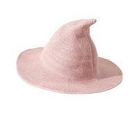 Gorra de ganchillo de bruja de ala grande, cálida, plegable, para mujer, disfraz de verano, gorras de béisbol, sombrero de carnero para mujer, rosa, Talla única