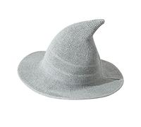 Gorra de ganchillo de bruja de ala grande, cálida, plegable, para mujer, disfraz de verano, gorras de béisbol, sombrero de carnero para mujer, gris, Talla única