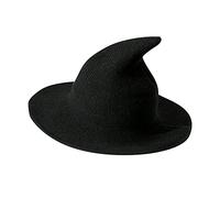 Gorra de ganchillo de bruja de ala grande, cálida, plegable, para mujer, disfraz de verano, gorras de béisbol, sombrero de carnero para mujer, Negro, Talla única