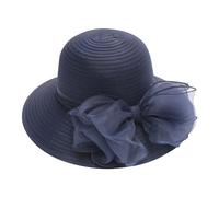 Gorra de iglesia de ala ancha para mujer, sombrero de sol para verano, bolsa de boda, playa, mujer, azul marino, Talla única