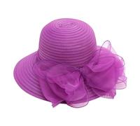 Gorra de iglesia de ala ancha para mujer, sombrero de sol para verano, bolsa de boda, playa, mujer, Morado (, Talla única