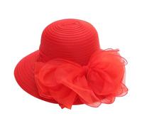 Gorra de iglesia de ala ancha para mujer, sombrero de sol para verano, bolsa de boda, playa, mujer, rosso, Talla única
