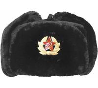 Gorra de invierno estilo soviético | Gorro de piel sintética Ushanka cosaco con solapas para las orejas y pin militar decorativo | Gorro ruso de trampero para hombre, perfecto para las largas y frías