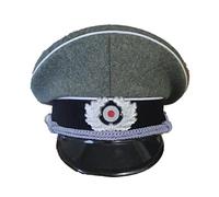 Gorra de lana de oficial del ejército de la Fuerza Terrestre de élite alemana de la Segunda Guerra Mundial Sombrero militar gris de alto grado Insignia de metal Wehrmacht para Cosplay de Halloween