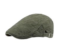 Gorra de lengua para hombre en invierno, gorra de pintor retro británica, gorra casual hacia delante, parte delantera trasera se puede combinar con un gorro de pana, verde, Talla única