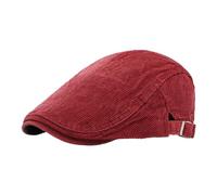 Gorra de lengua para hombre en invierno, gorra de pintor retro británica, gorra casual hacia delante, parte delantera trasera se puede combinar con un gorro de pana, rojo, Talla única