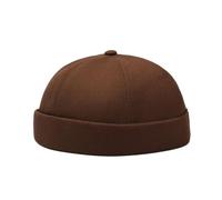 Gorra de lino ajustable, transpirable, sin ala, para hombre y mujer, boina grande, café, Talla única