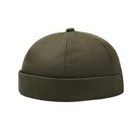 Gorra de lino ajustable, transpirable, sin ala, para hombre y mujer, boina grande, Verde militar., Talla única