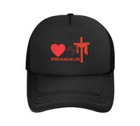 Gorra de Malla con la Frase Jesús me salvó la Vida, con la Cruz de Cristo, Cristiana, Jesús, 2024, Solo para Hombres y muje