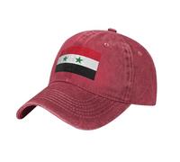 Gorra de mezclilla vintage con estampado de la bandera de la República Árabe Siria, sombrero de bajo perfil para hombres y mujeres, gorras de béisbol de estilo retro, rosso, Talla única