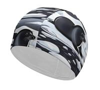 Gorra de natación Seals on Ice para adultos, gorra de natación de tela elástica, cómoda gorra de baño para cabello largo y corto