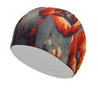 Gorra de natación suave unisex con pintura al óleo de flores simples, gorro de natación recreativo, cómodo y flexible duradero para entrenamiento de piscina y playa