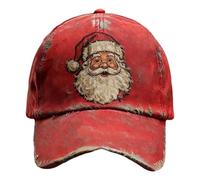 Gorra de Navidad genérica para adultos - Gorro rojo de Santa Claus de sarga ajustable | Divertida gorra para mujeres y hombres, estilo vintage Navidad cumpleaños al aire libre deporte viaje