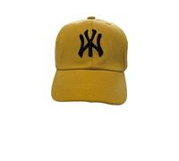 Gorra de niño con Bordado NY de 6 paneles con cierre ajustable. Con orificios de ventilación bordados. Gorra Infantil, niñas y niños entre 4 y 13 años (80% algodón / 20% poliéster, Mostaza)