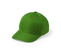 Gorra de niño de 5 Paneles en Material 100% Microfibra/poliéster de Suave Acabado y Cierre Ajustable de Velcro. con Orificios de ventilación Bordados y en variada Gama de Vivos Colores. (Verde)
