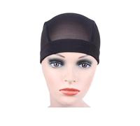 Gorra de peluca de red for el cabello sin pegamento for hacer pelucas Gorra de cúpula elástica de red de spandex Gorra de cúpula de malla(Black Mesh cap M)