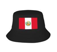 Gorra de pescador con estampado de la bandera de Perú para adultos, ligera, transpirable, protección solar, color negro