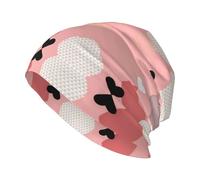 Gorra de Punto sin Visera para Adultos con Estampado de gráfico Abstracto de Amor, Estilo cálido, Adecuada Tanto para Hombres como para Mujeres, Color Negro.