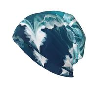 Gorra de Punto sin Visera para Adultos con Estampado Mar de Amor, Estilo cálido, Adecuada Tanto para Hombres como para Mujeres, Color Negro.