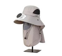 Gorra de refrigeración solar con cubierta facial ventilada, ala ancha y ajuste ajustable, 6 colores elegantes para comodidad diaria, Gris Claro, Talla única