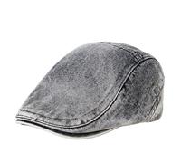 Gorra de Repartidor de Periódicos Sombrero Vintage for Mujer, de Mezclilla Lavada, Gorra Taxista, Sombreros Planos Verano for el Sol(Gray)