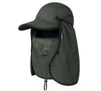 Gorra de Sol de Pesca Plegable con Solapa para el Cuello y Cubierta Facial Protección Solar Gorra de Béisbol Fresca Ajustable Cubierta Removible Sombrero para Pesca Trabajo Cazar Verde Militar