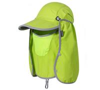 Gorra de Sol de Pesca Plegable con Solapa para el Cuello y Cubierta Facial Protección Solar Gorra de Béisbol Fresca Ajustable Cubierta Removible Sombrero para Pesca Trabajo Senderismo Verde Brillante
