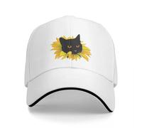 Gorra de Sombrero de Cubo de Girasol con Gato Negro Saliendo de un Girasol Gorra de béisbol Casual de Moda Gorra Ajustable Gorra de béisbol Unisex de Verano