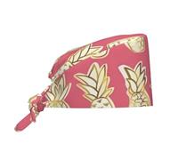 Gorra de trabajo ajustable con estampado de piña, transpirable, adecuada para su uso en deportes de trabajo y otros lugares, color negro