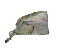 Gorra de trabajo de limpieza con diseño de mapa del mundo de dibujos animados con correa ajustable, adecuada para chefs, trabajadores de gimnasio y otras aplicaciones de trabajo, color negro