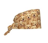 Gorra De Trabajo Unisex, Lindos Perros Golden Retriever Divertidos Gorrso Cocina Cómodo, Reutilizable Head Caps para Mujer Trabajador