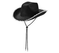 Gorra de vaquera para despedida de soltera, sombrero de vaquero para mujer, con lentejuelas para novia, carnaval, cosplay, ala ancha, protección solar, vaquero