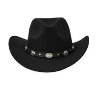 Gorra de verano para mujer 2026 sombrero de vaquero con ala ancha y estilo fedora occidental clásico sombrero de pescador al aire libre gorra, Negro , Talla única