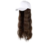 Gorra de visera Imprimir Onda Adjunta Peinado Peluca de Béisbol Rizada Larga Sombrero Sombrero de Visera Plata, E, Talla única