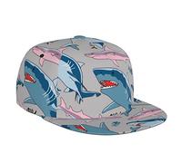 Gorra deportiva unisex ajustable de ala plana 3D, tiburón azul, tiburón, rosa, tiburones, gorra de tenis, gorra de camionero para jóvenes, niños, mujeres y hombres, Como se muestra en la imagen, Talla