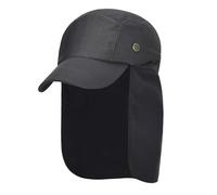 Gorra genérica con protección de cuello y cuello. Gorra Trekking Montaña Senderismo. Sombrero de microfibra con cierre ajustable. Sombrero para hombre y mujer, Negro , Talla única