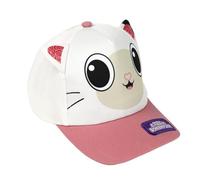 Gorra Infantil de Gabby's Dollhouse - Color Blanco y Rosa - Medida de 53 cm - Elaborada con Algodón y Poliéster - Gorra con la Forma de Pandy Patitas - Producto Original Diseñado en España