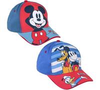 Gorra Infantil de Mickey, Donald y Pluto - Color Rojo - Apta de 2 a 8 Años - Combina Algodón y Poliéster - Gorra para Niños con Velcro Trasero Ajustable - Producto Original Diseñado en España