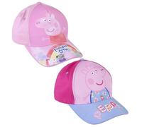 Gorra Infantil de Peppa Pig y sus Amigos - Color Fucsia y Morado - Apta de 2 a 8 Años - Combina Algodón y Poliéster - Gorra para Niños con Velcro Trasero Ajustable - Producto Original España
